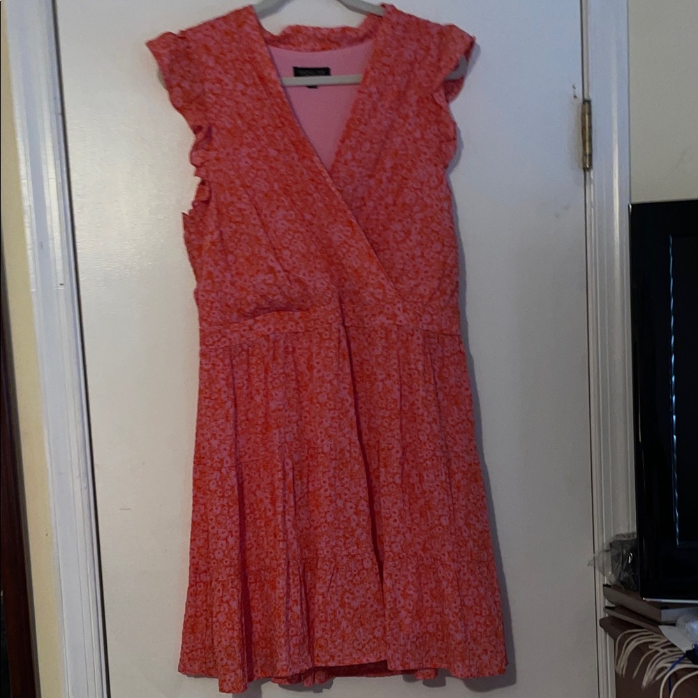 Rachel Zoe Coral Pink Floral Wrap Dress 16
